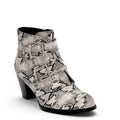 Snakeskin Black White Multi Straps Heel Boots inner zipper women's 9.5