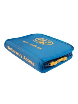 Blue survival kit labeled 'Backcountry Access' on a white background