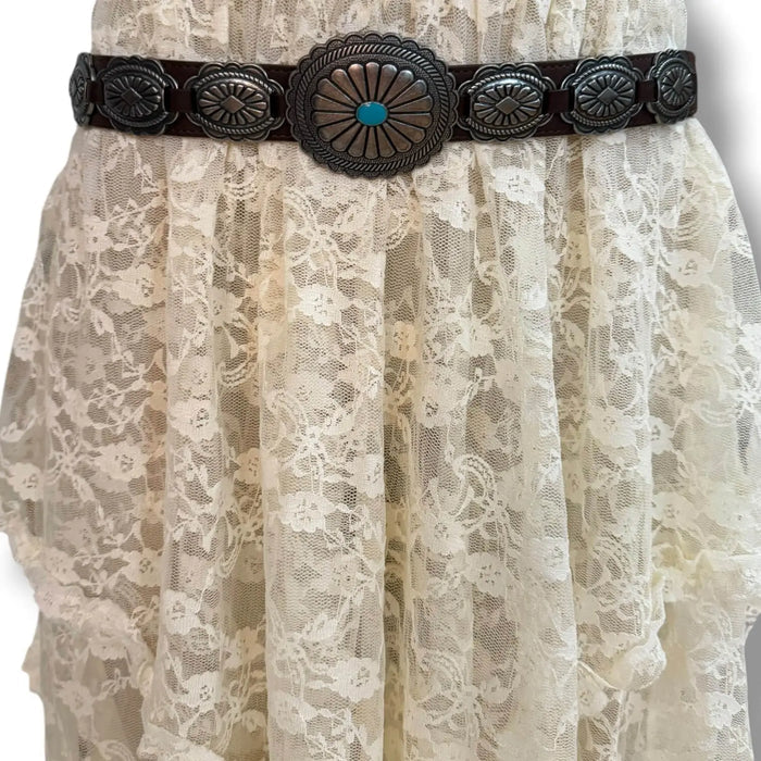 Southwestern Navajo Style Link Elastic Waist Belt - brown/one size /Women’s Belts