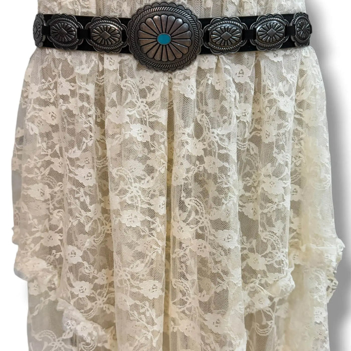 Southwestern Navajo Style Link Elastic Waist Belt - black/one size/ Women’s Belts