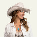 Sparkling Fringe White Cowboy Hat - White / One size / Adults - Cowboy Hats