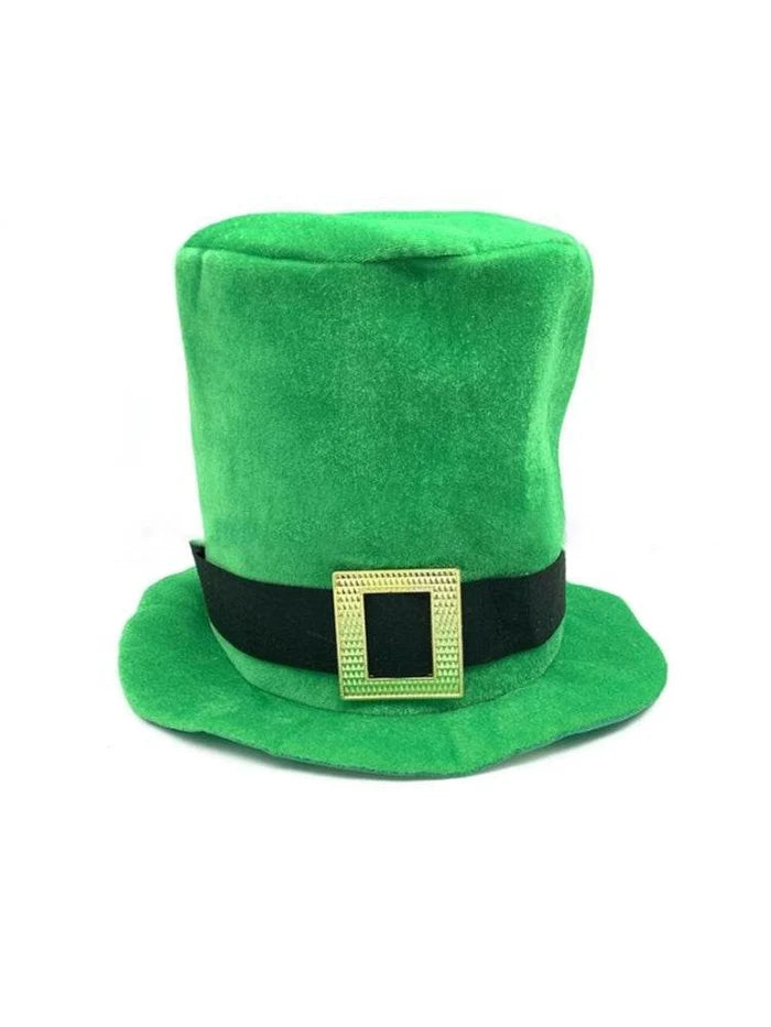 St. Patrick’s Day Hat – Green Velvet Leprechaun Top Hat - thefancydress.co.uk