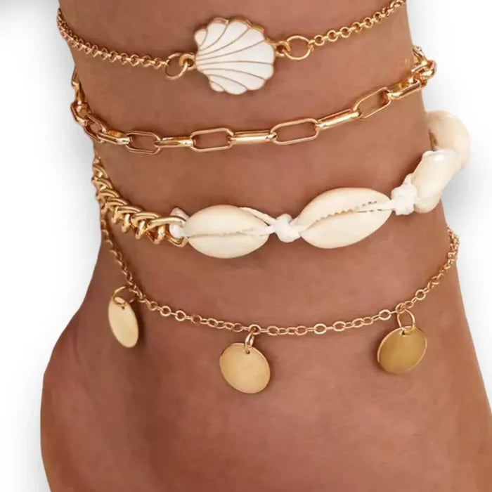Sea Shells Anklet Bracelet Set