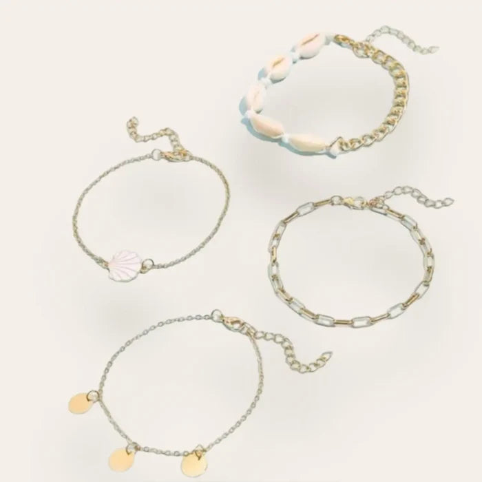Sea Shells Anklet Bracelet Set