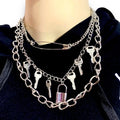 Stackable Streetwear Necklace Sets  keys locket and long clothespin for Streetwear, Grunge, hipster stackable necklaces