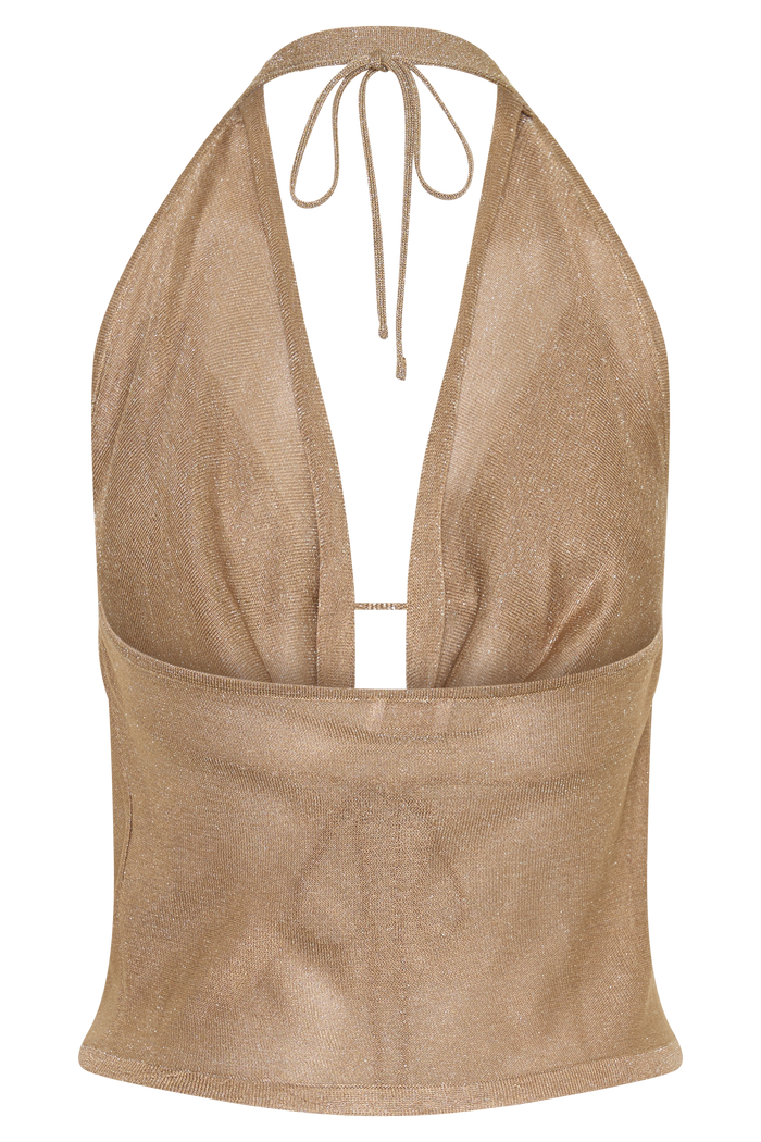 Stan Lurex Cowl Neck Top - Gold