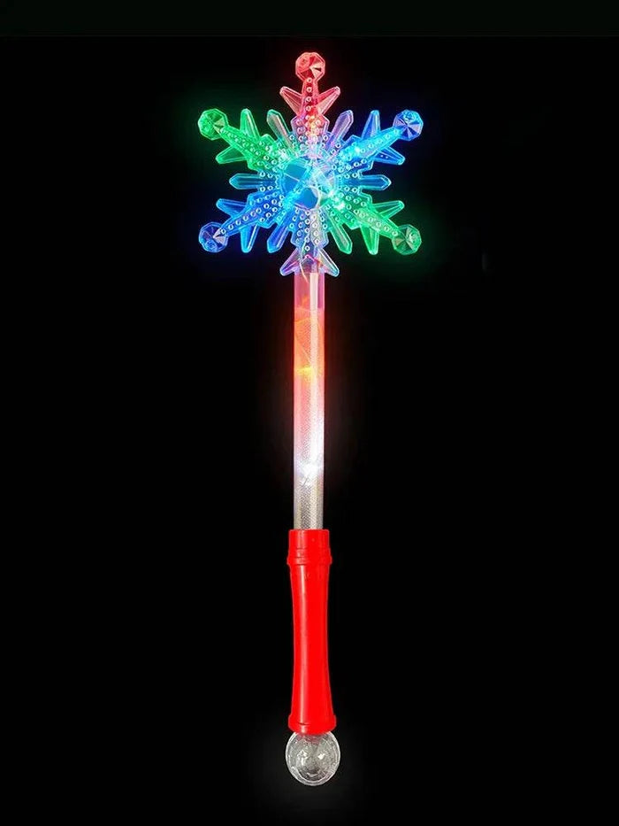 Star Snow Flake Shape Light Up Wand on Card - thefancydress.co.uk