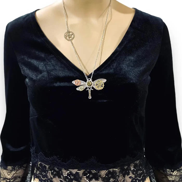 Steampunk Dragonfly Necklace - Wild Time Fashion