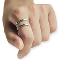 Sterling Silver Adjustable Double Band Cuff Ring - Wild Time Fashion
