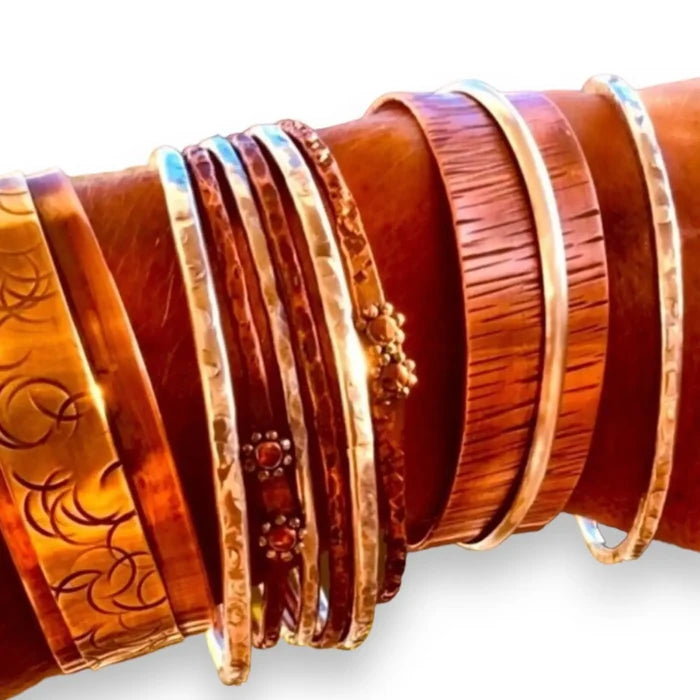 Sterling Silver Artisan Bangle Bracelet hand hammered USA made jewelry layered custom bracelets