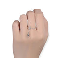 Sterling Silver Cat Chasing Ball Charm Ring
