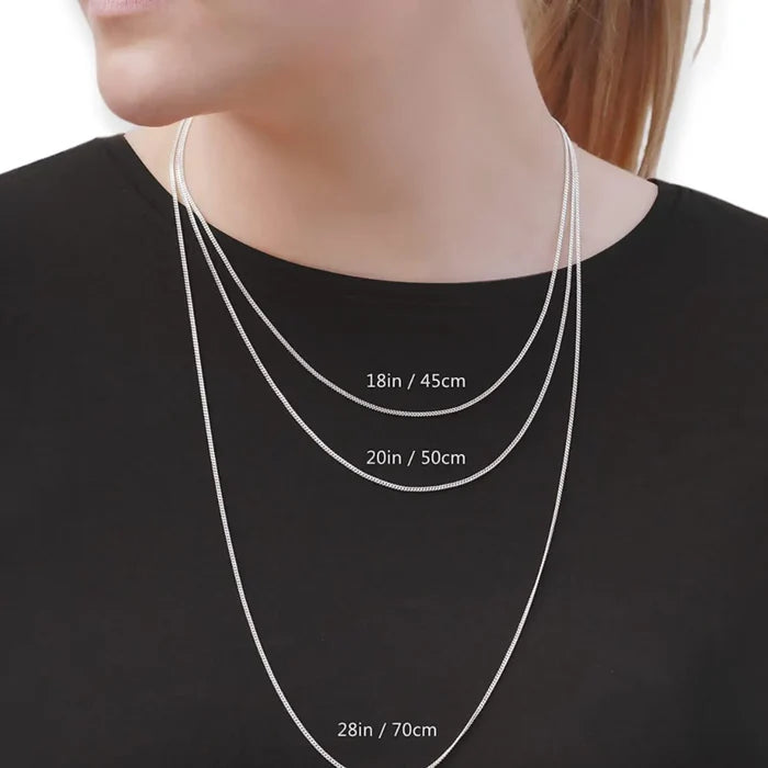 Sterling Silver Curb Cable Chain Length Necklace 28"