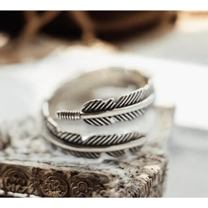 Sterling Silver Feather Cuff Ring