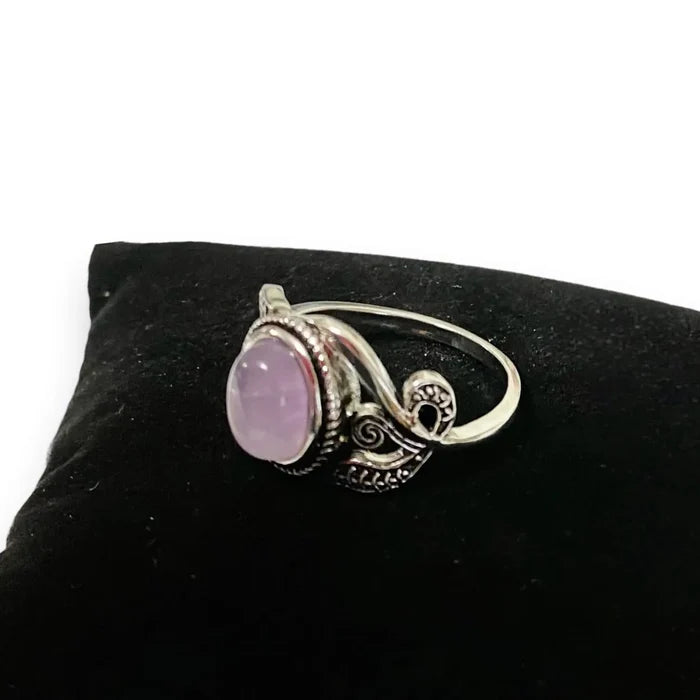 Sterling Silver Floral Purple Quartz Ring