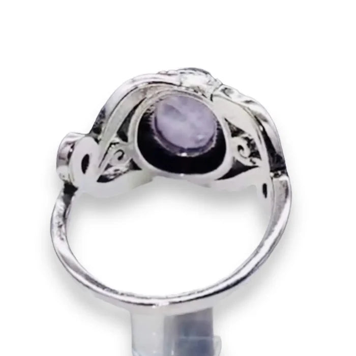 Sterling Silver Floral Purple Quartz Ring