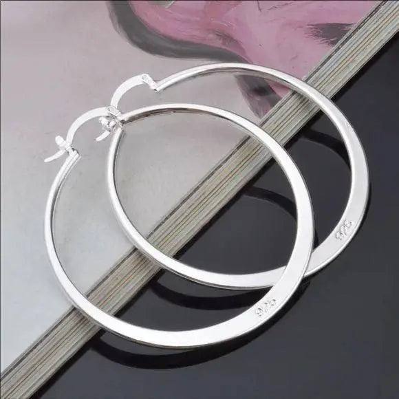 Hoop Earrings 925 Sterling Silver Polished Hanging Earrings Jewelry
