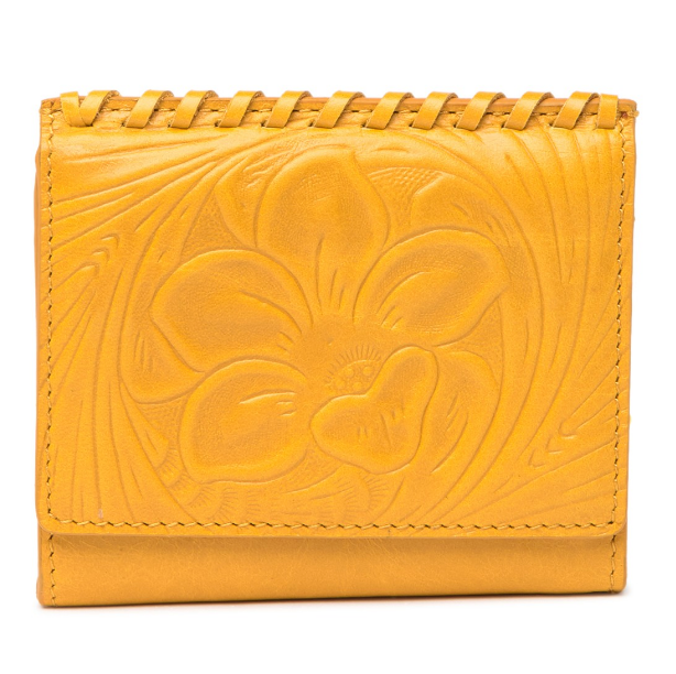 Stitch Credit Card Wallet, Embossed Amber