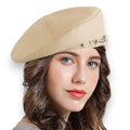 Street Ecru Faux Leather Beret Hat - Wild Time Fashion