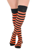 Striped Over The Knee Black & Orange Thigh High Socks
