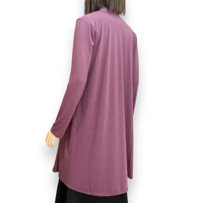 Stylish Plum Lightweight Draped Cardigan Duster - Wild Time Fashion
