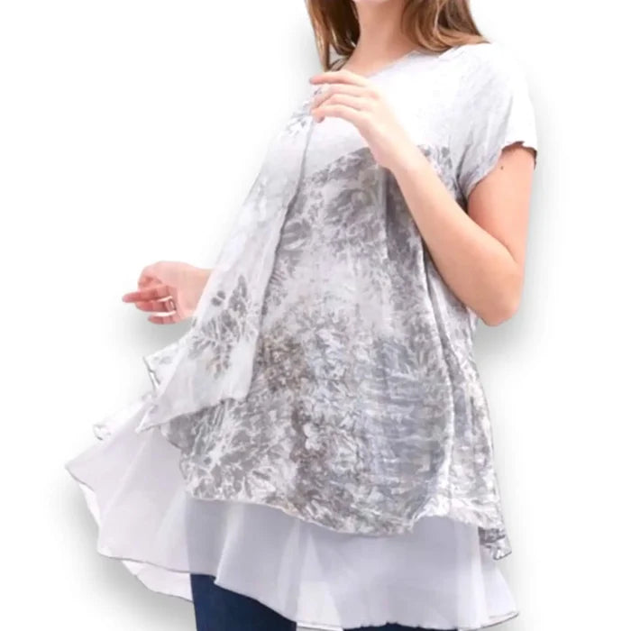 Stylish Tiered Short Sleeve Long Top - Wild Time Fashion
