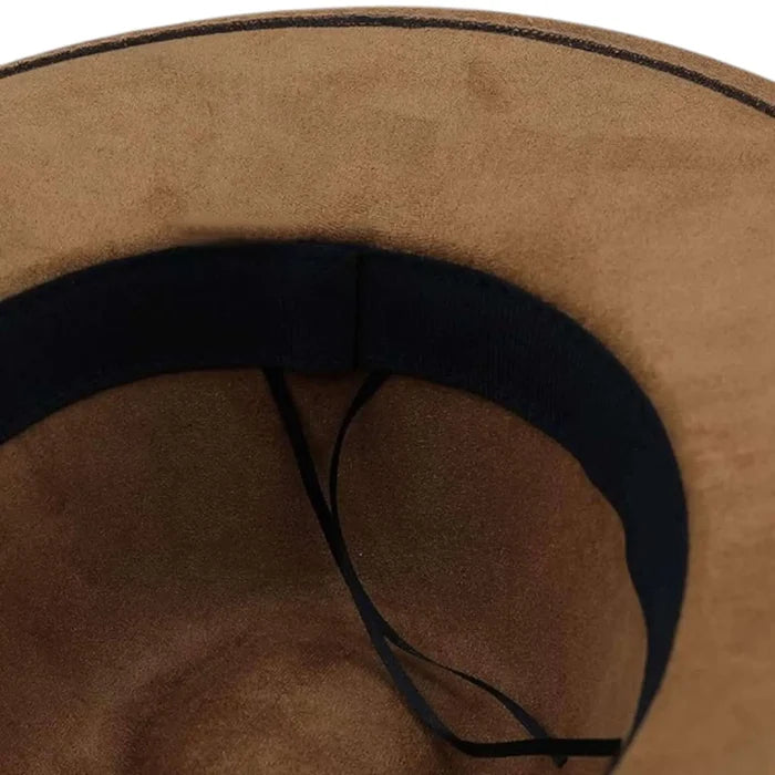 underneath khaki brownSuede Leather Band Fedora Hat with faux suede finish and braided leather rope band / one size / unisex