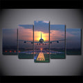 Sunset Airplane Lawn airport Wall Art Canvas Printing - BlueArtDecor