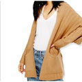 Tan Chunky Mid-Length Knit Cardigan