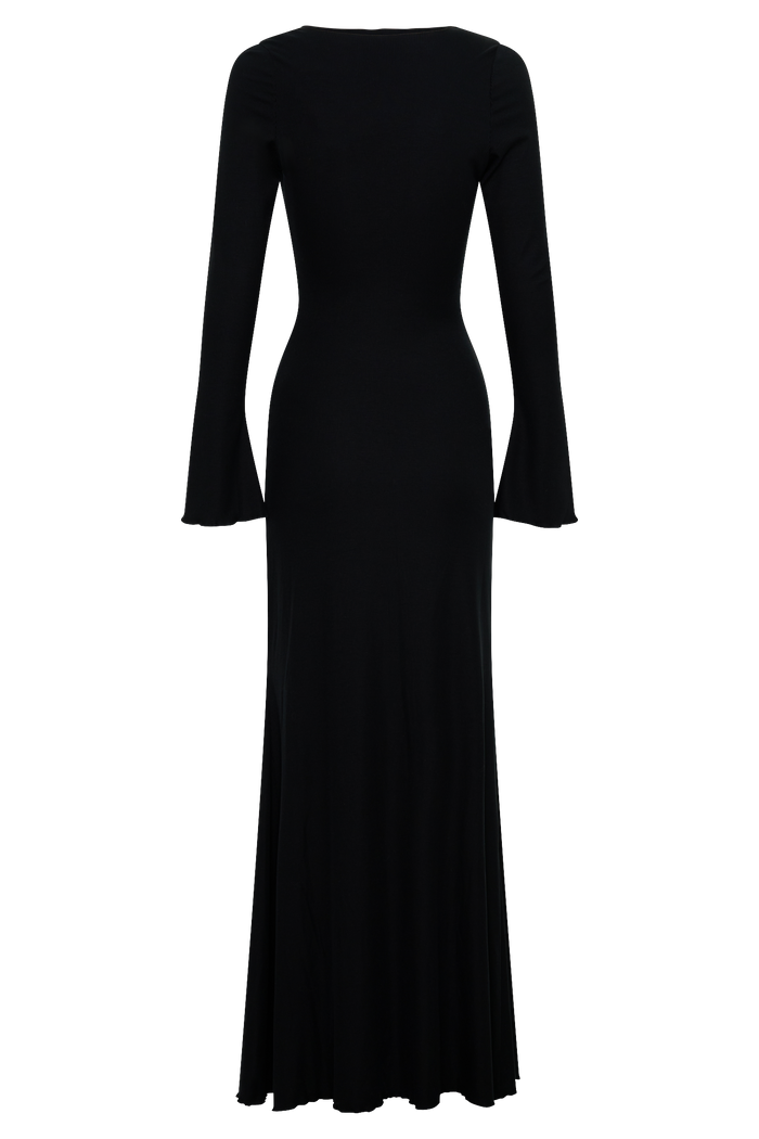 Tanya Buttoned Long Sleeve Maxi Dress - Black