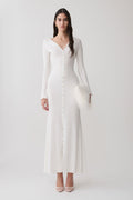 Tanya Buttoned Long Sleeve Maxi Dress - White