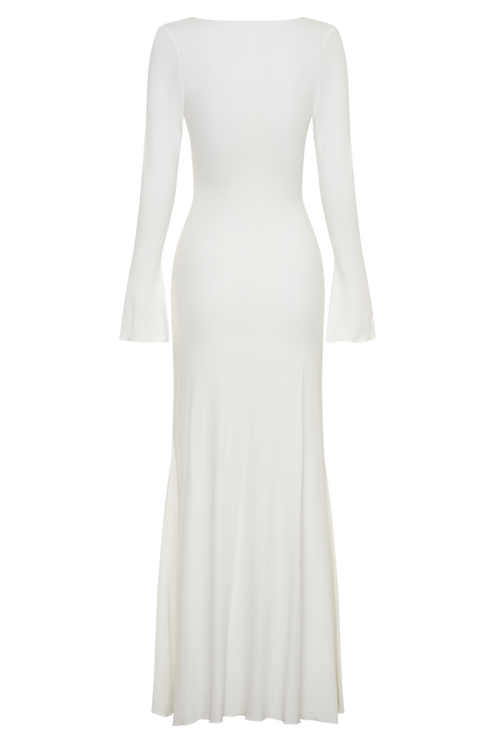 Tanya Buttoned Long Sleeve Maxi Dress - White