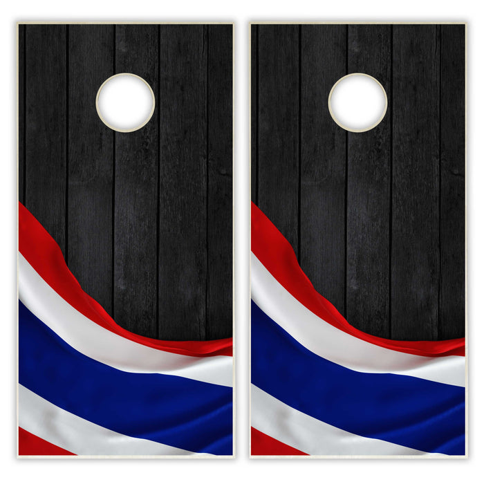 Thailand Flag Cornhole Set - Black Wood