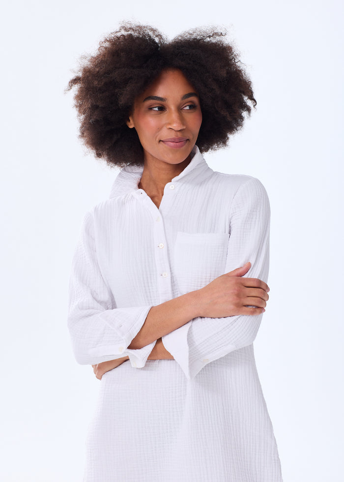 The Organic Cotton Gauze Shirt Dress - Triple Gauze - Discontinued Style