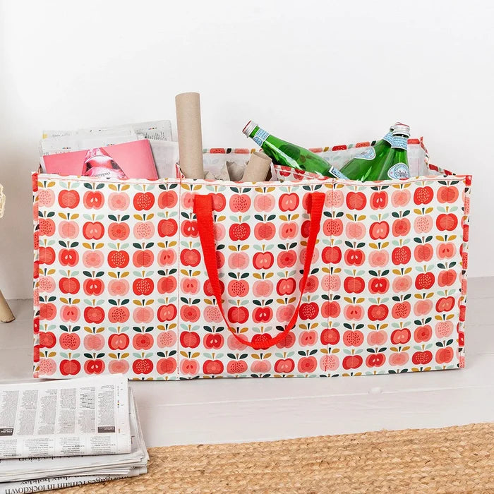 front view of ultimate recycling bag in an apple design, showing eco-friendly storage solution