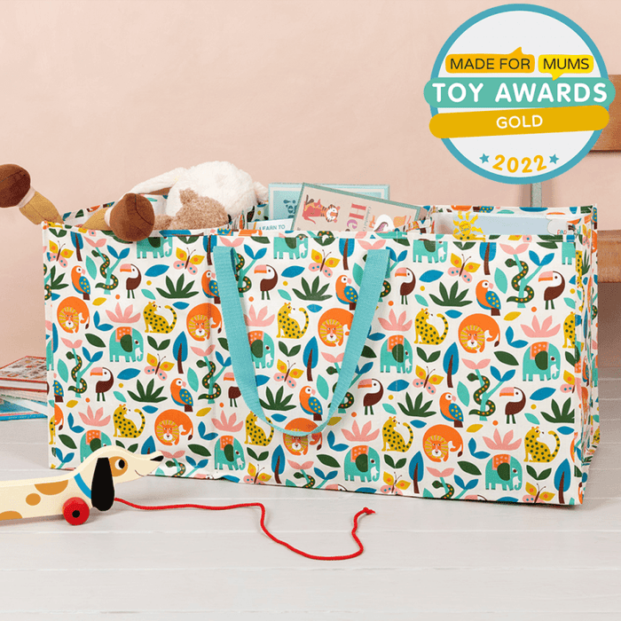 front view of ultimate recycling bag in wildlife design with three sorting compartments