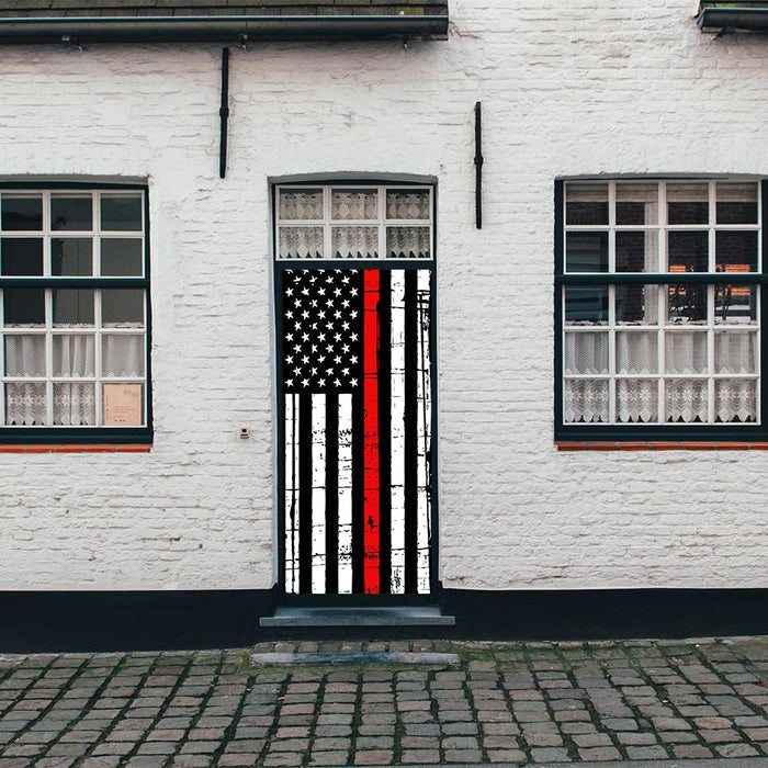 DoorFoto Door Cover Thin Red Line