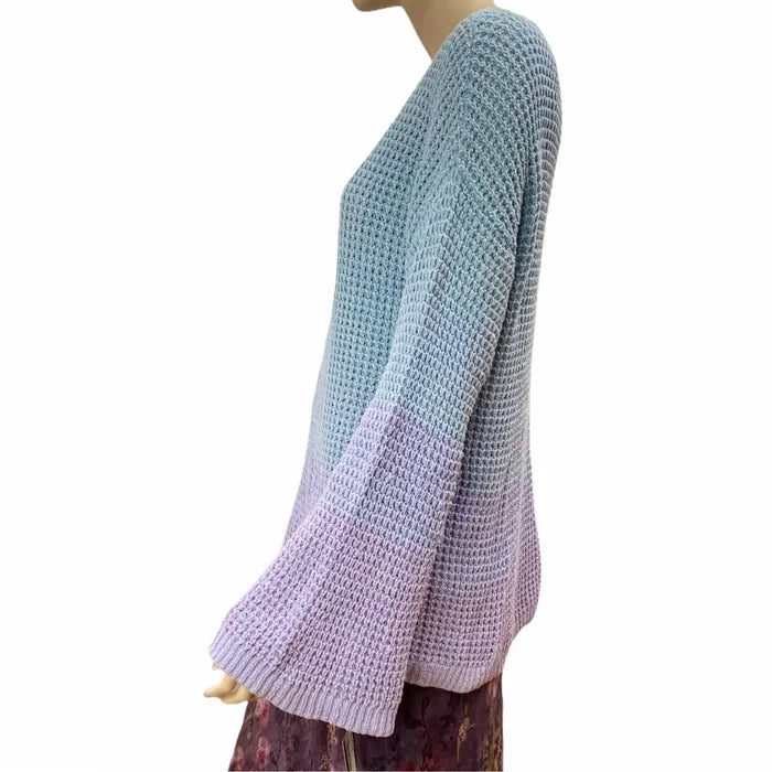 Tie Dye Bell Sleeve Textured Knit Sweater