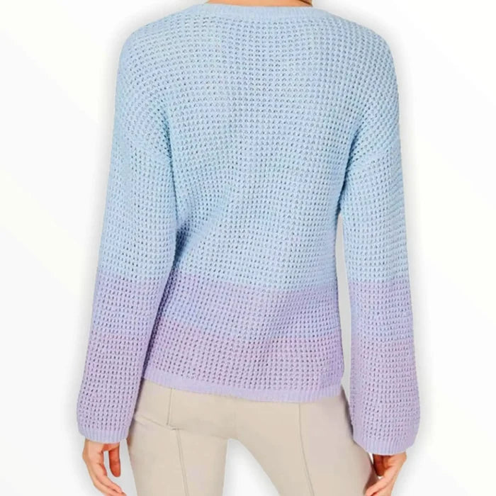 Tie Dye Bell Sleeve Textured Knit Sweater