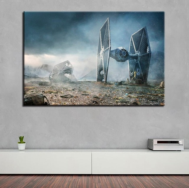 Tie Fighter  Star Wars  Movie Artwork Wall Art Canvas Print - BlueArtDecor
