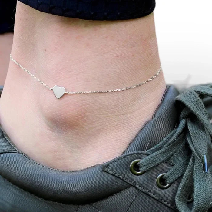 Timeless Love Dainty Silver Heart Anklet