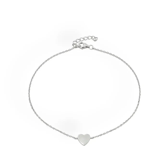 Timeless Love Dainty Silver Heart Anklet
