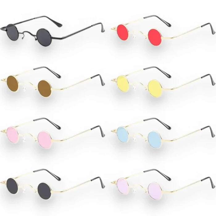 Tiny Round Metal Sunglasses with micro lenses and polarized UV400 festival style various colors