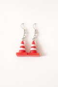 traffic cone drop earrings novelty design playful lightweight statement jewellery everyday wear