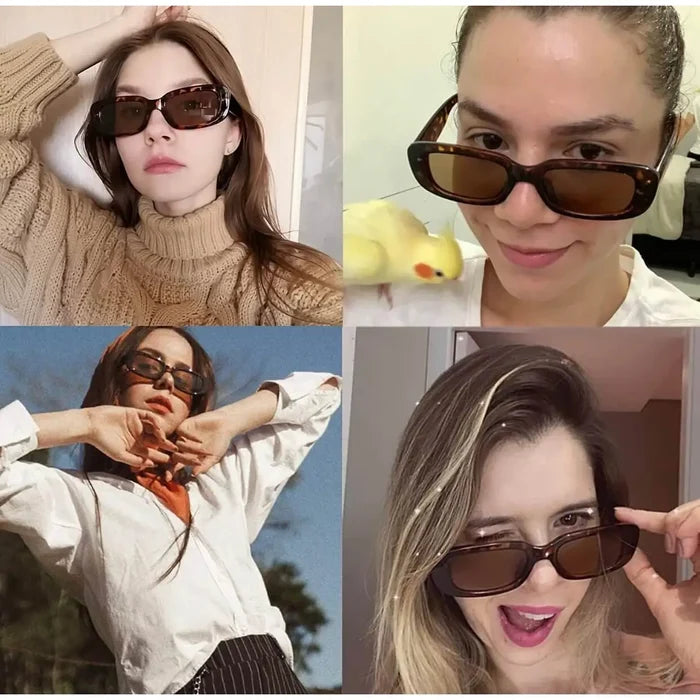 Trendy Rectangle Plastic Frame Sunglasses
