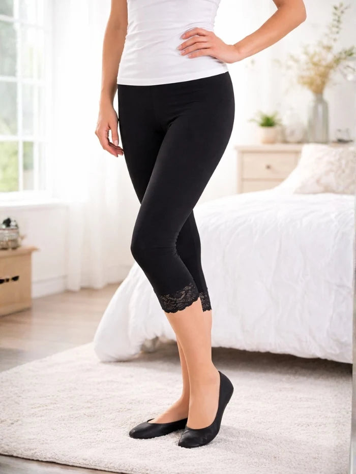 Trim Lace Leggings 3/4 Length - thefancydress.co.uk