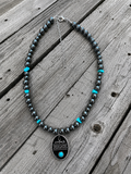 Turquoise Boot Stitch Necklace