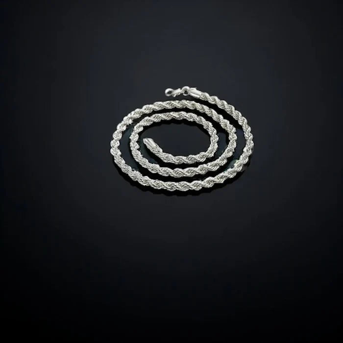 Twisted Sterling Silver Rope Bracelet with 3mm braided chain and lobster clasp / 8" / women's
