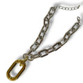 Two Tone Chunky Statement Choker silver and gold pendant adjustable lobster clasp and extension bold necklace one size