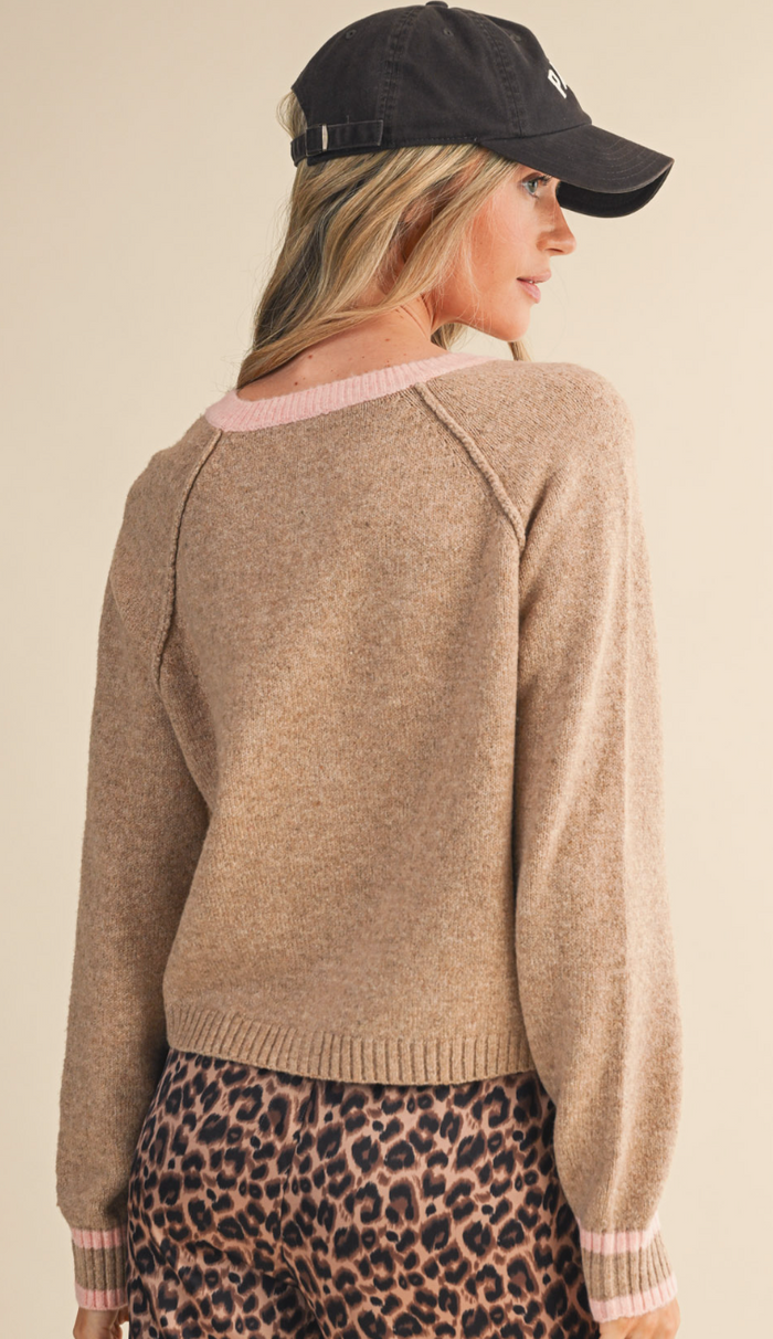 Two Tone Sweater Cardigan