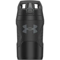 Black water bottle with Under Armour logo on a white background